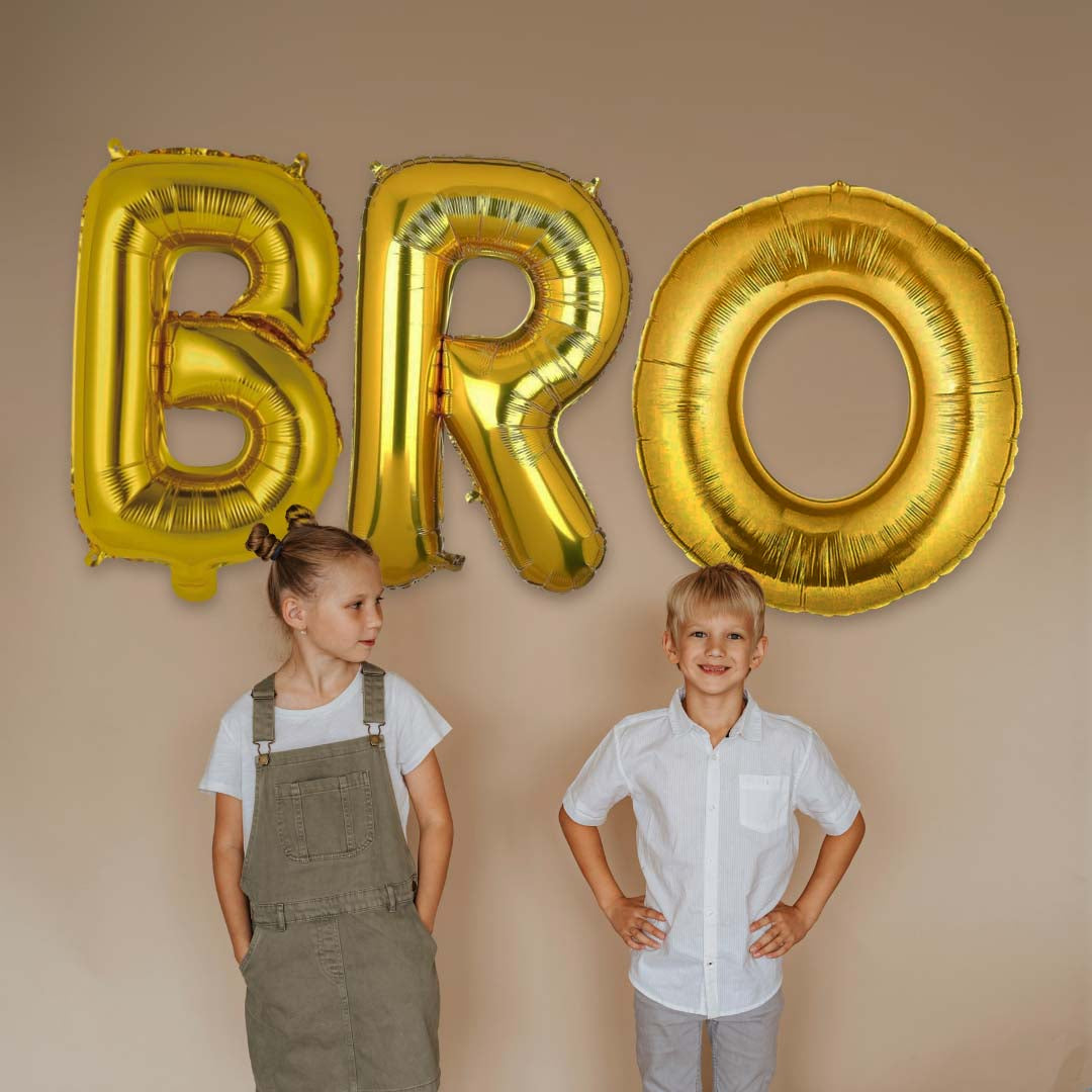 BRO Golden Foil Balloon Set - Helium or Air Filled - 40 inches - 3PC