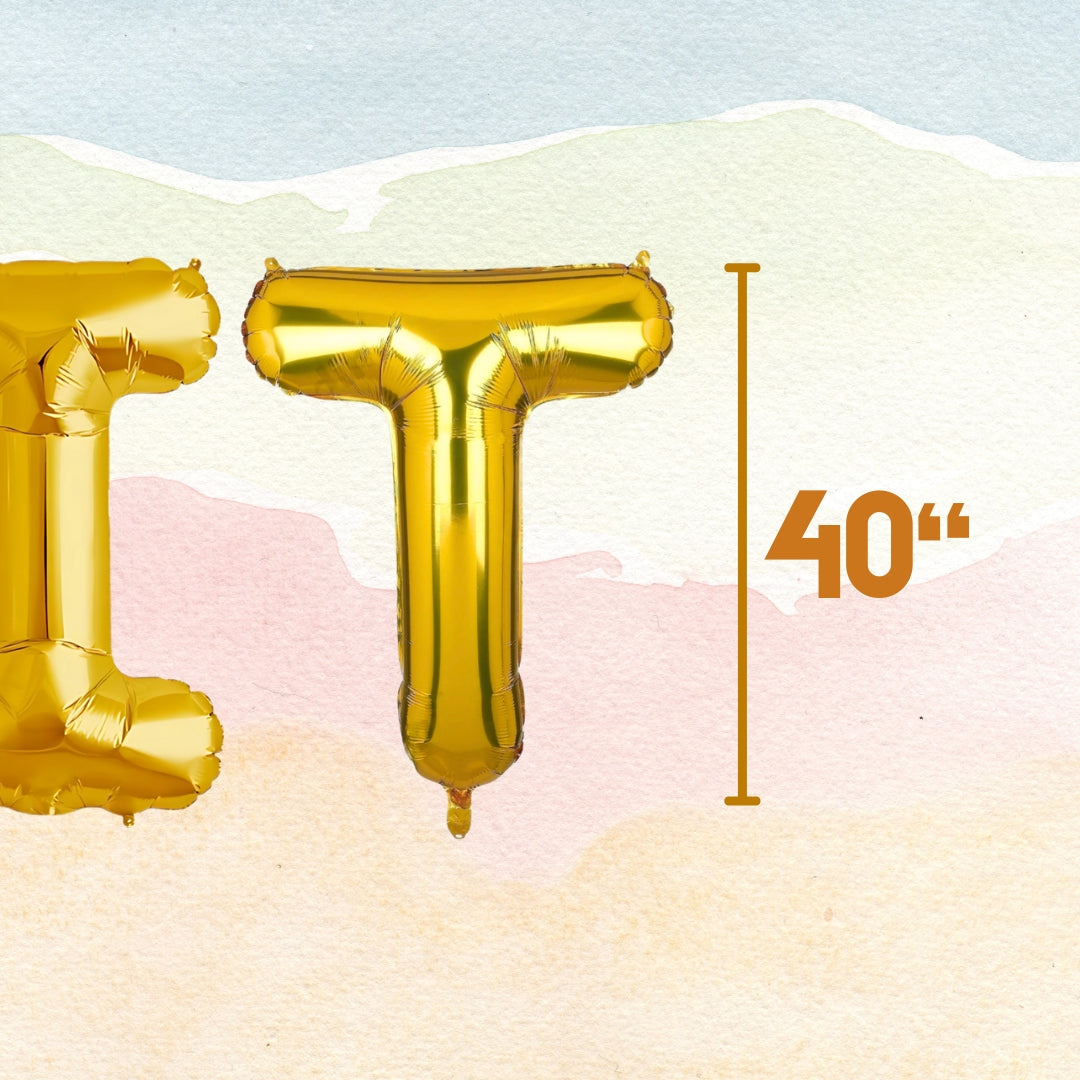 FIT Golden Foil Balloon Set - Helium or Air Filled - 40 inches - 3PC
