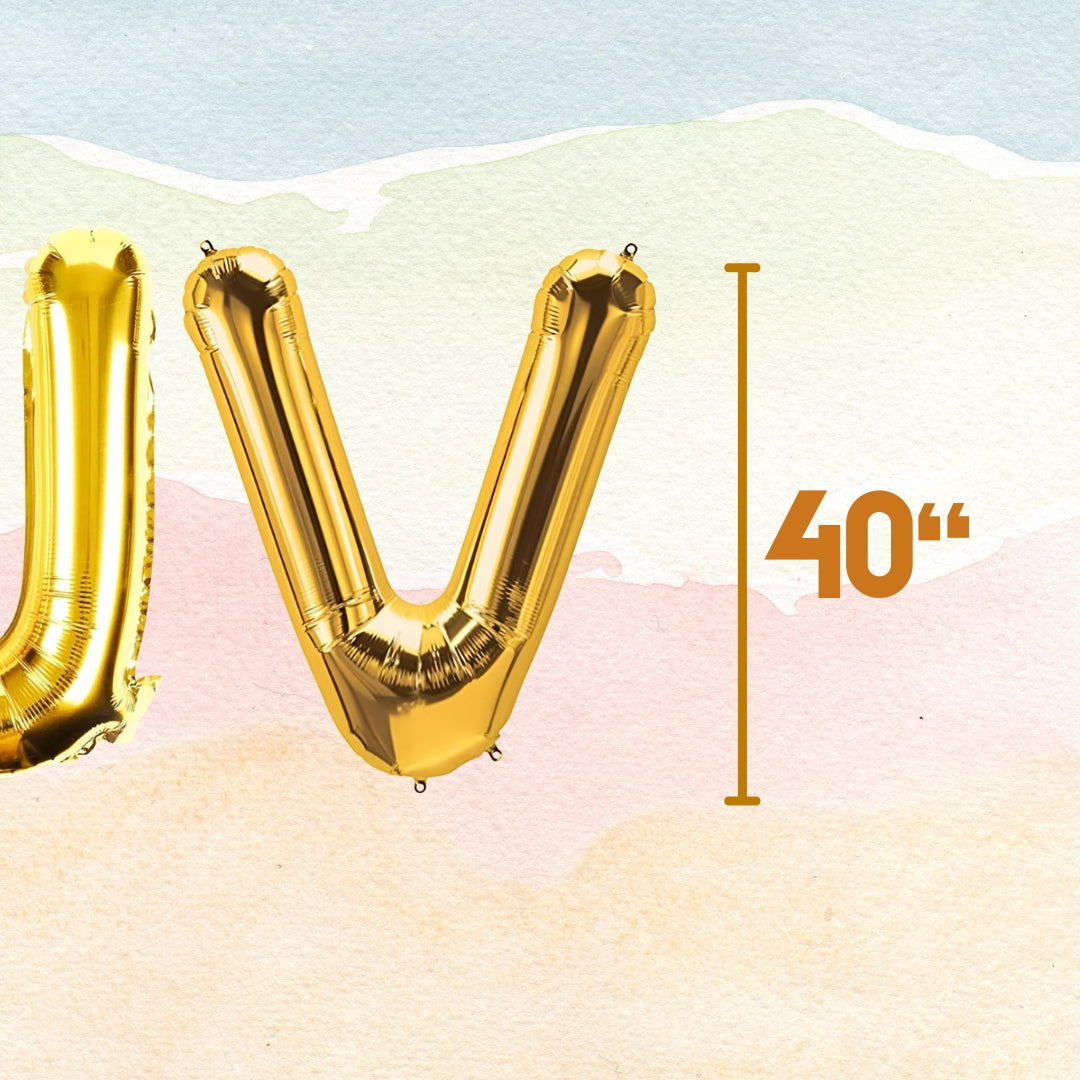 LUV Golden Foil Balloon Set - Helium or Air Filled - 40 inches - 3PC