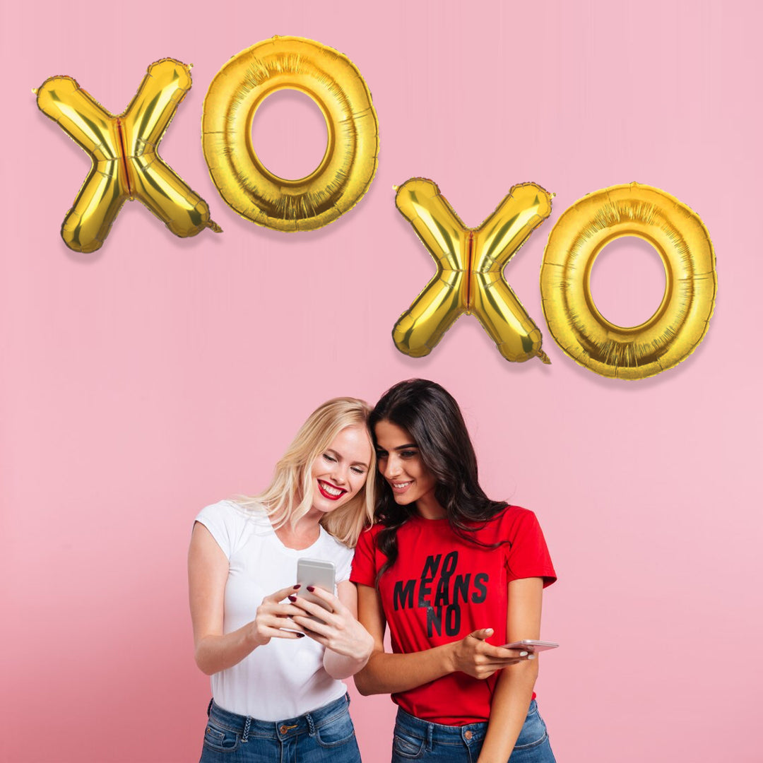 XOXO Golden Foil Balloon Set - Helium or Air Filled - 40 inches - 4PC