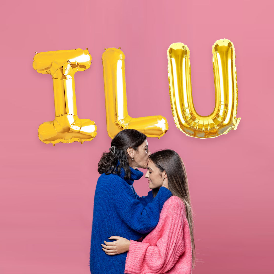 ILU Golden Foil Balloon Set - Helium or Air Filled - 40 inches - 3PC