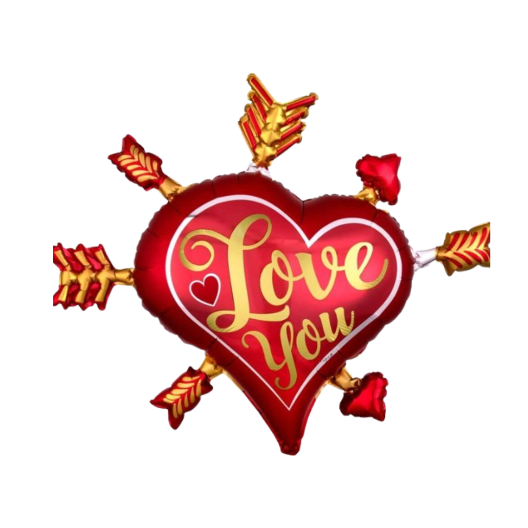 Heart Infused with Arrows All Over Love You Foil Balloon - 34 inches - 1PC