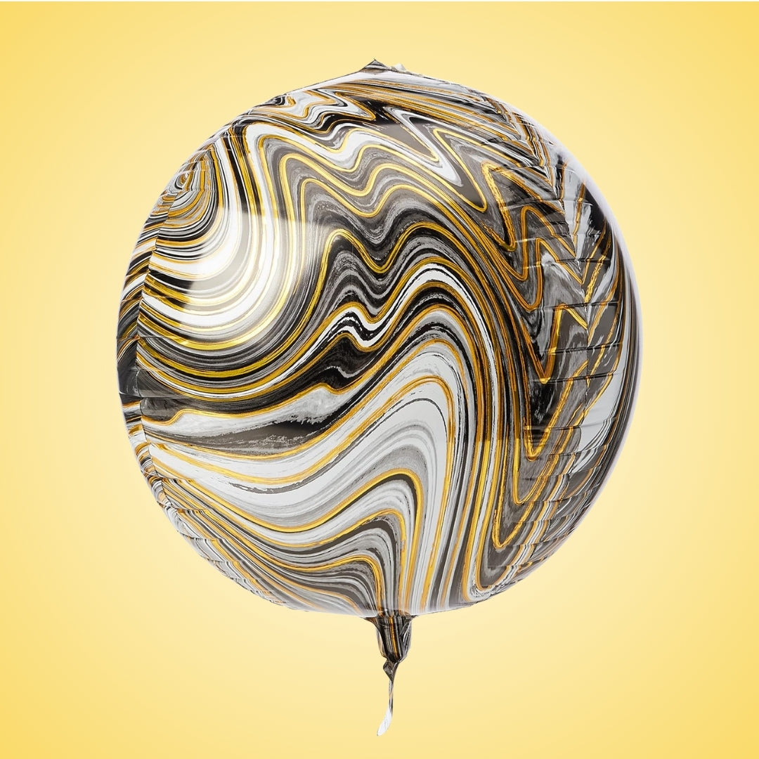 Orbz Black Marblez Foil Balloon - Helium Quality - 20 inches - 1PC