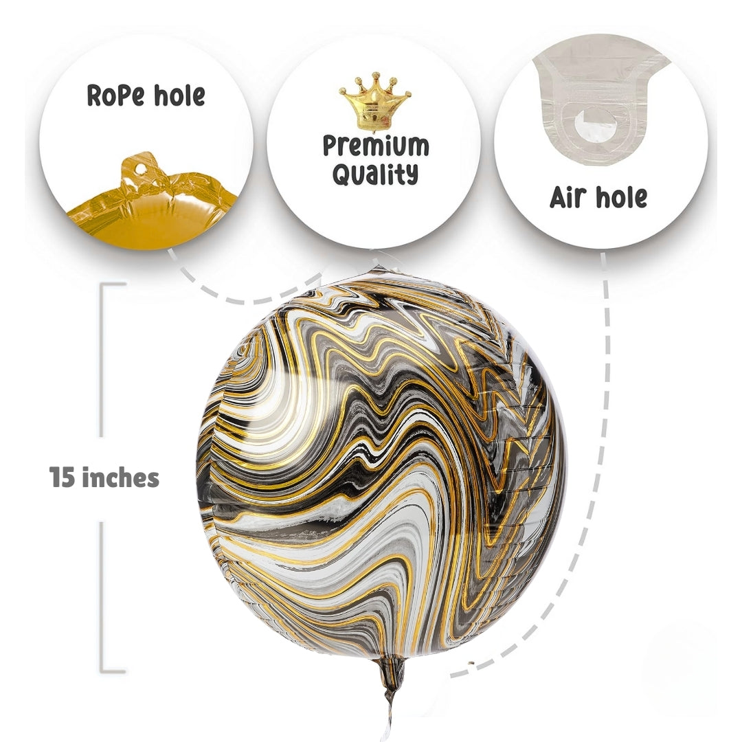 Orbz Black Marblez Foil Balloon - Helium Quality - 20 inches - 1PC
