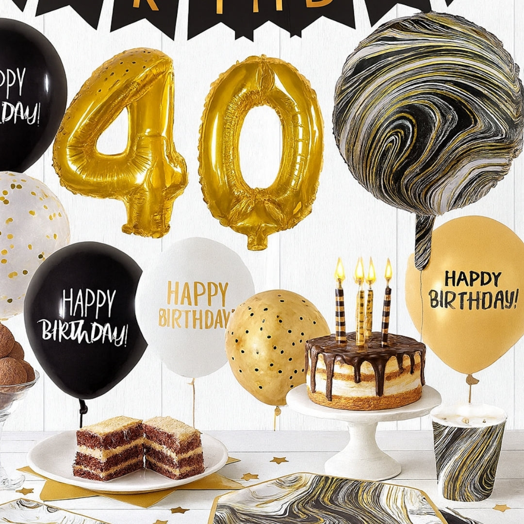 Orbz Black Marblez Foil Balloon - Helium Quality - 20 inches - 1PC