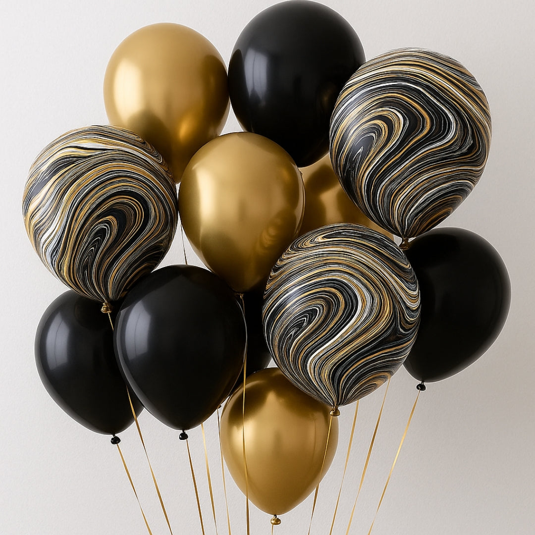 Orbz Black Marblez Foil Balloon - Helium Quality - 20 inches - 1PC