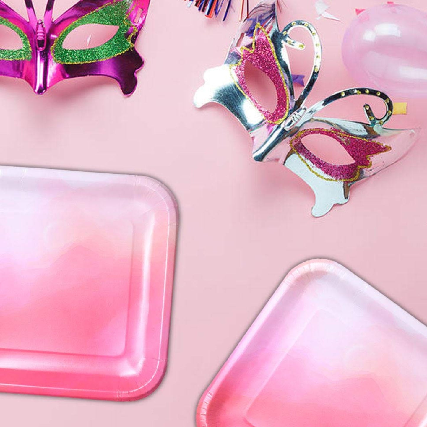 Classic Pink Square Paper Plates 9 - 8PC