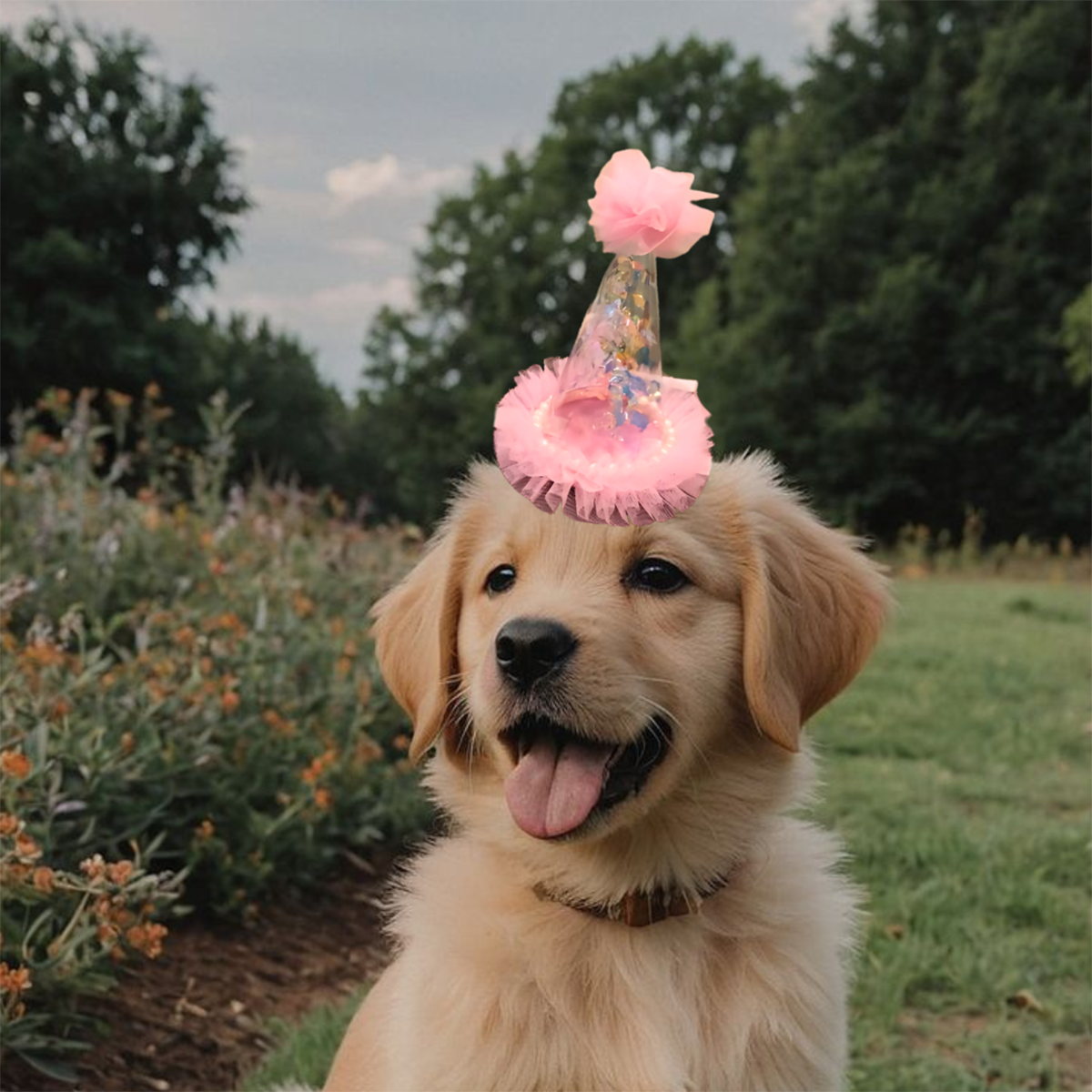 Small Transparent Pink Hat Net w/Confetti