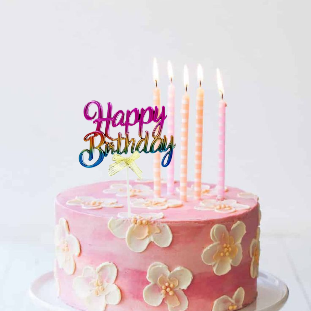Happy Birthday Rainbow Color Cake Topper - 1PC