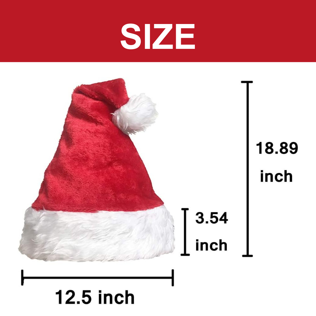 Big Plush Santa Red & White Christmas Hat for Adults - 1PC
