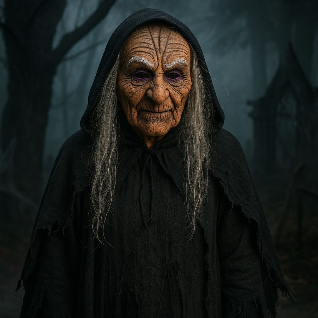 Realistic Old Woman Latex Halloween Mask - 1PC