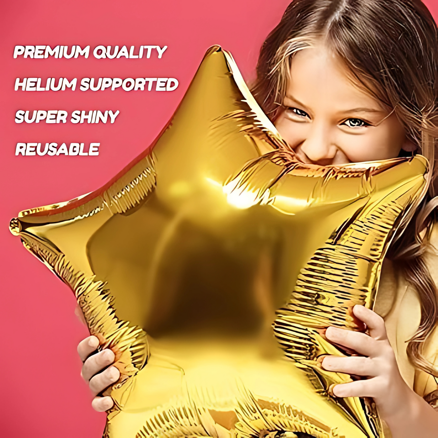 Gold Star Shaped Foil Balloon - Helium Quality - 18 inches - 4PC