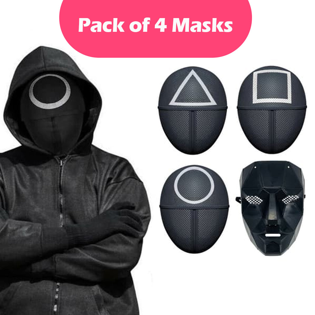 Squid Game Black Mask Set for Halloween Party - 4PC