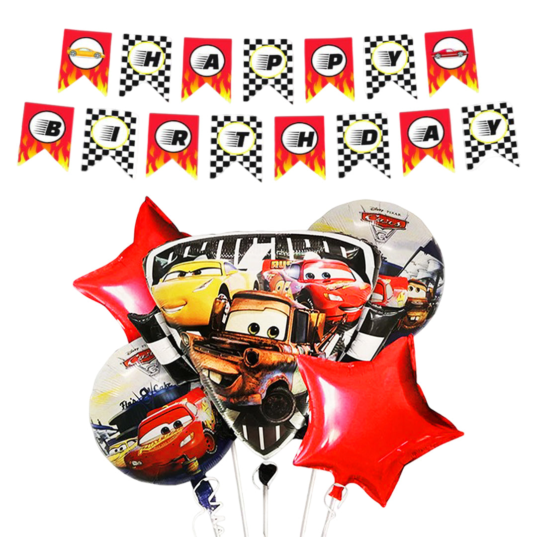 Racing Car F1 Theme Party Banner & Balloons Combo - 6PC