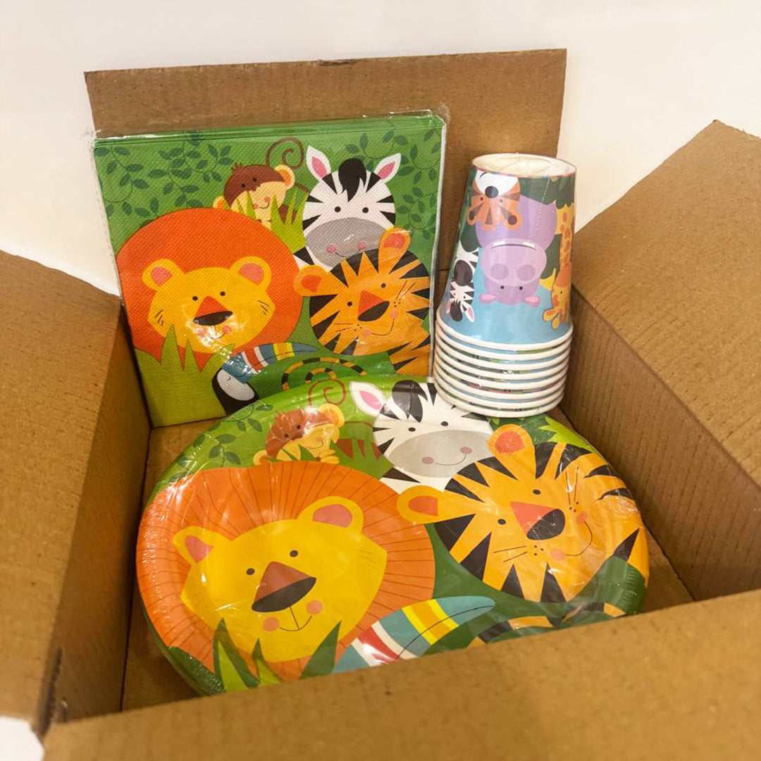 Jungle Theme Birthday Tableware Set - 36PC - Up to 10 Pax