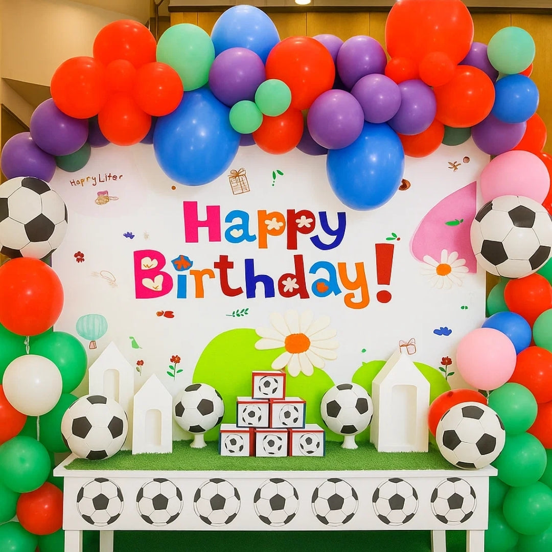 Happy Birthday Banner, Flag Bunting and Balloons