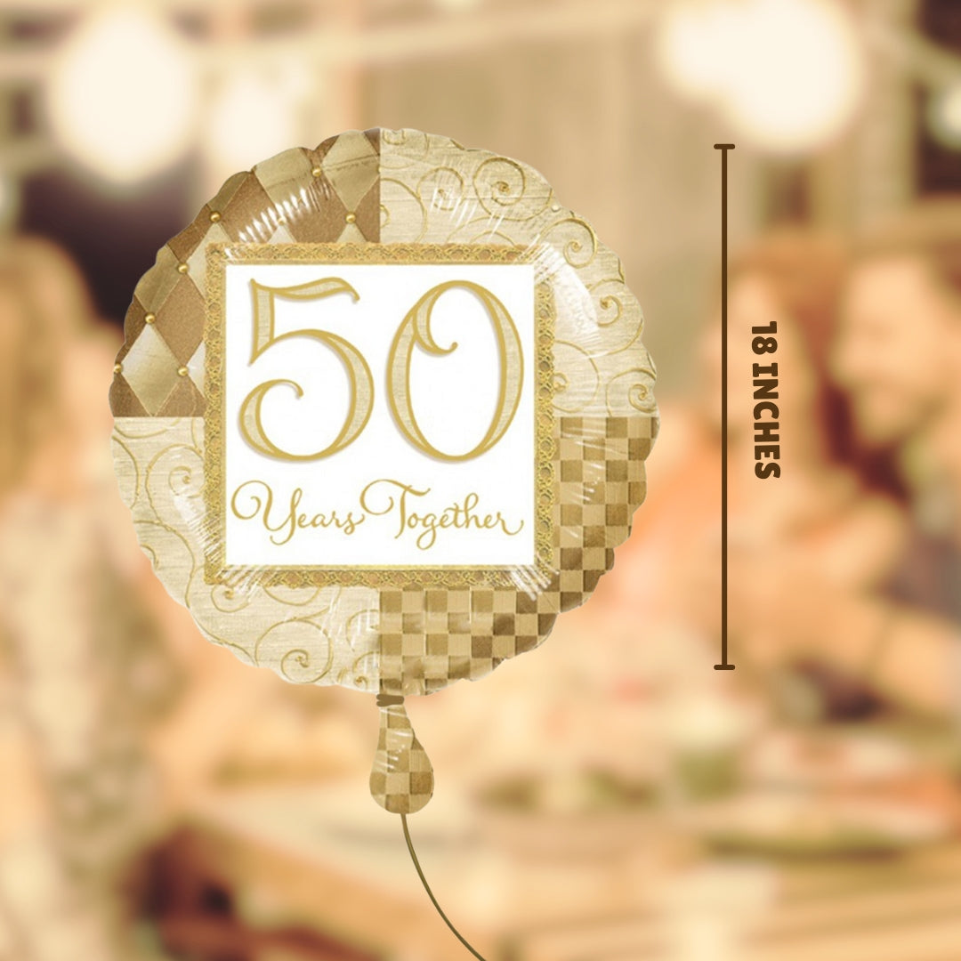 Cheers to 50 Years Together Foil Balloon - Helium Quality - 1PC