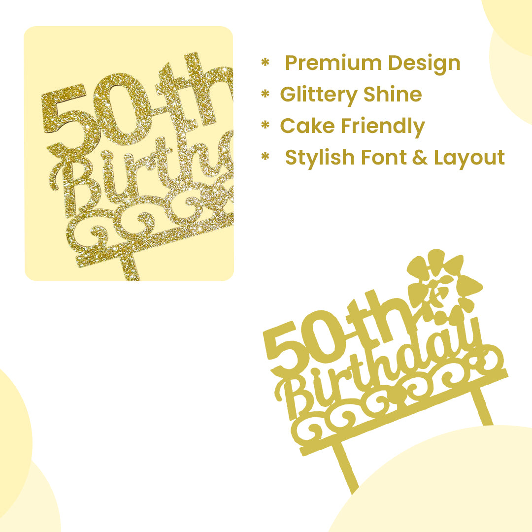 Happy 50th Birthday Cake Topper - 1PC