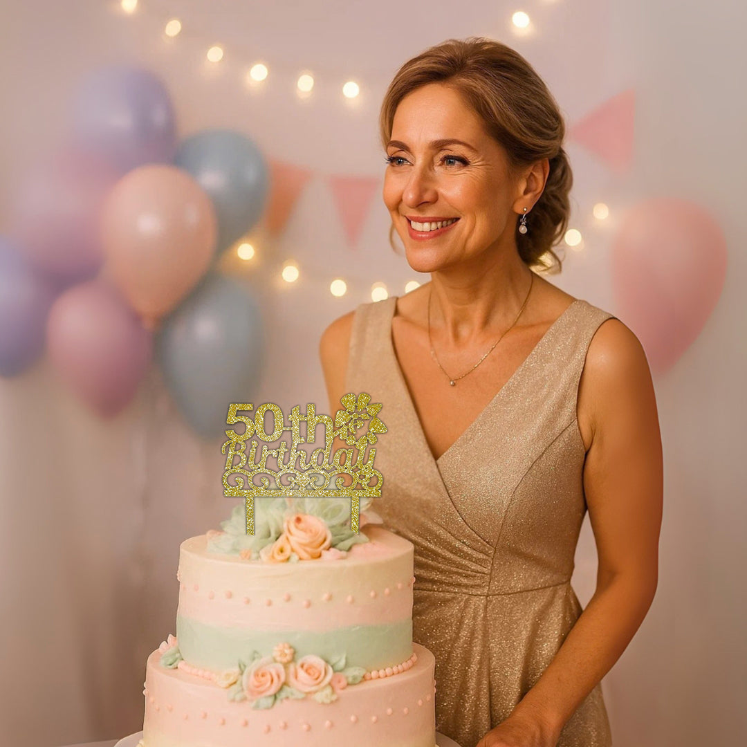 Happy 50th Birthday Cake Topper - 1PC