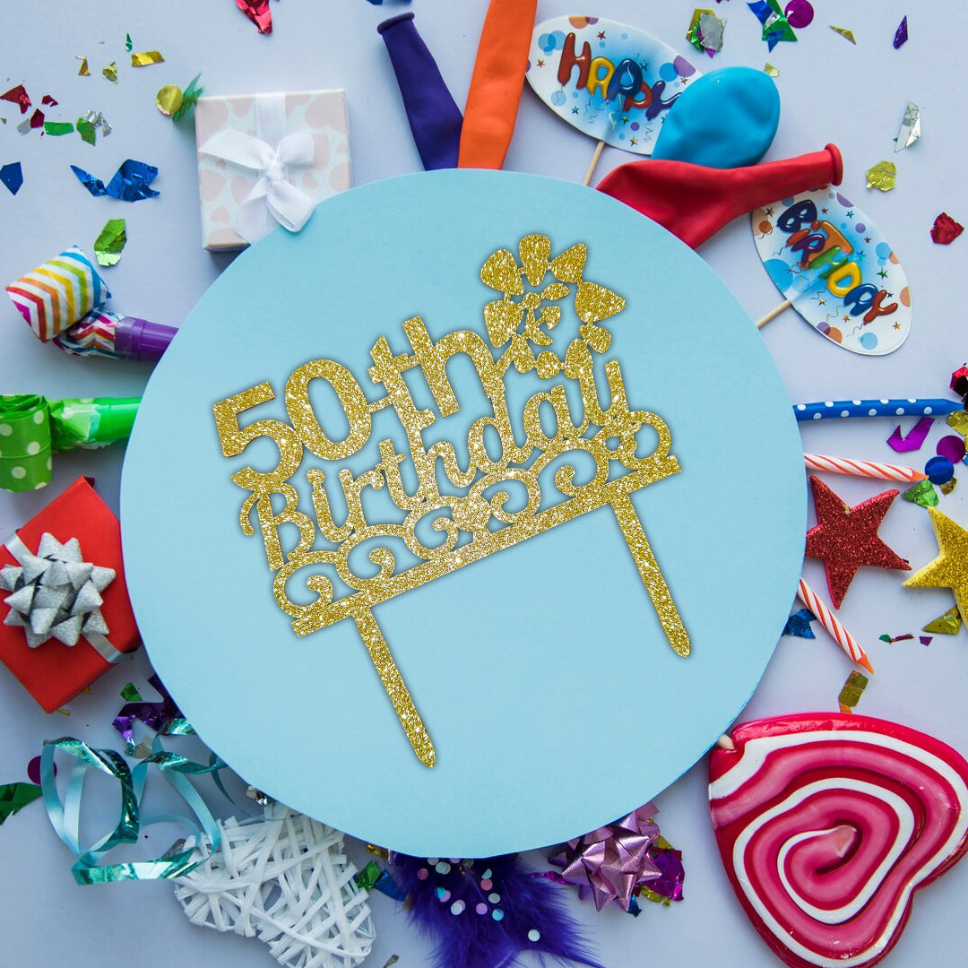 Happy 50th Birthday Cake Topper - 1PC