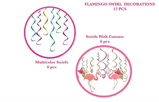 Flamingo Swirl Decoration for Hanging Decor - 12Pc