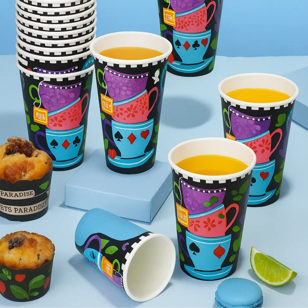 Wonderland Theme Party Paper Cups - 250ML - 8Pc