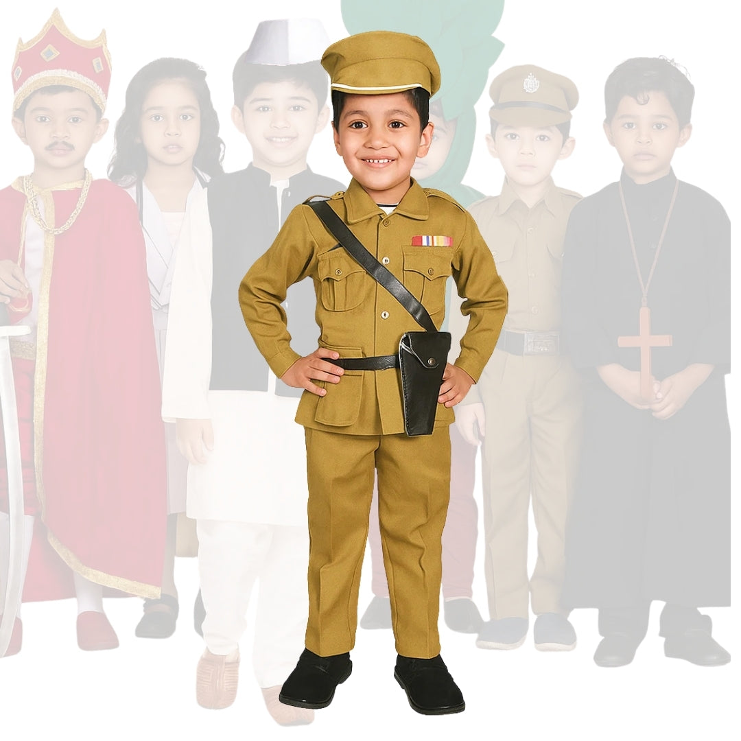 Brown Police Costume - Community Helpers - Size Large - Age 7 to 9