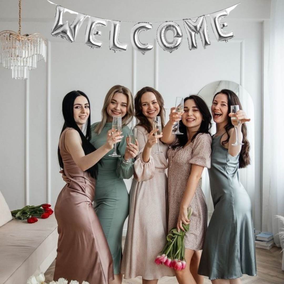 Letter W Silver Foil Balloon - Air Filled - 16 inches - 1PC