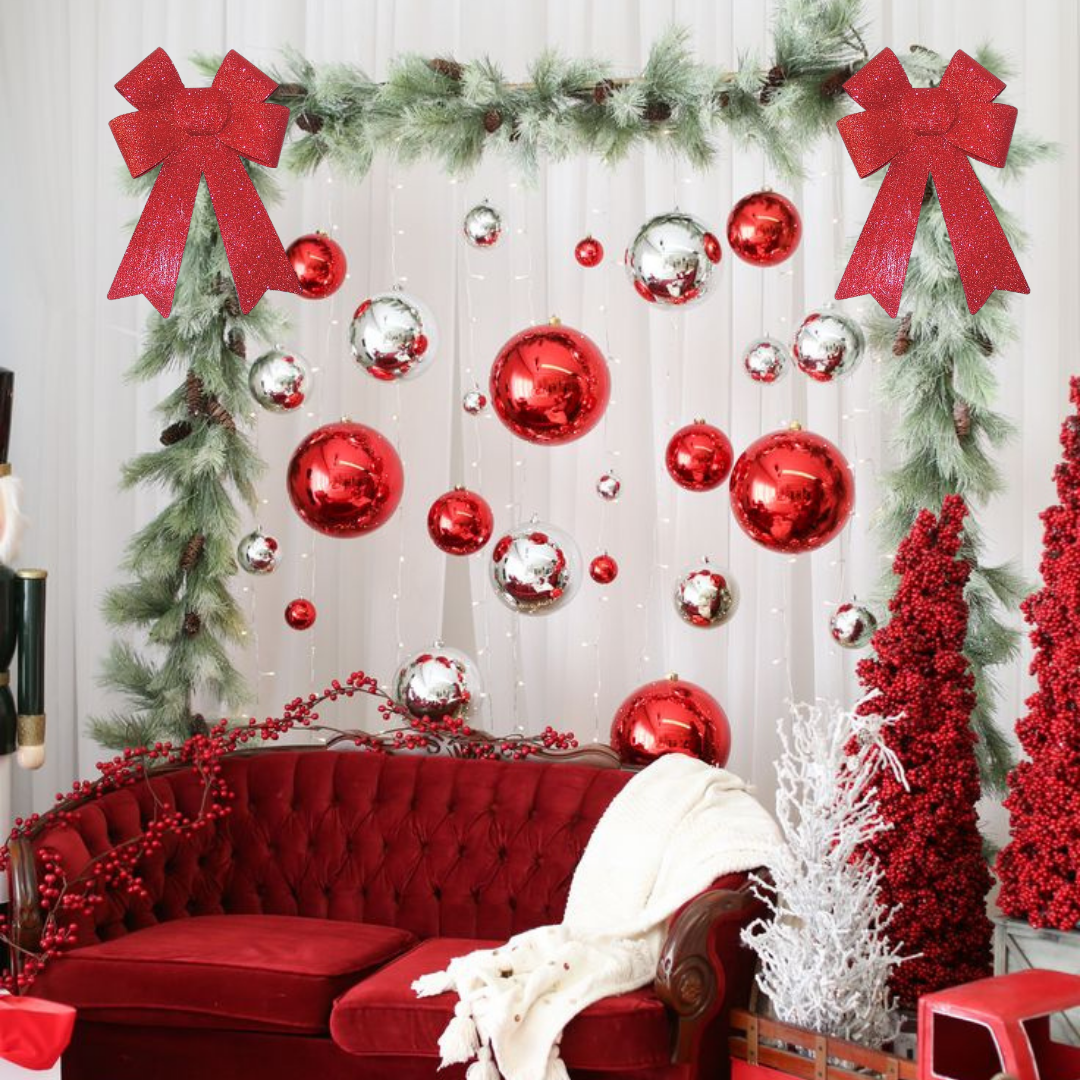 Fancy Christmas Bows Red 30CM - 2PC