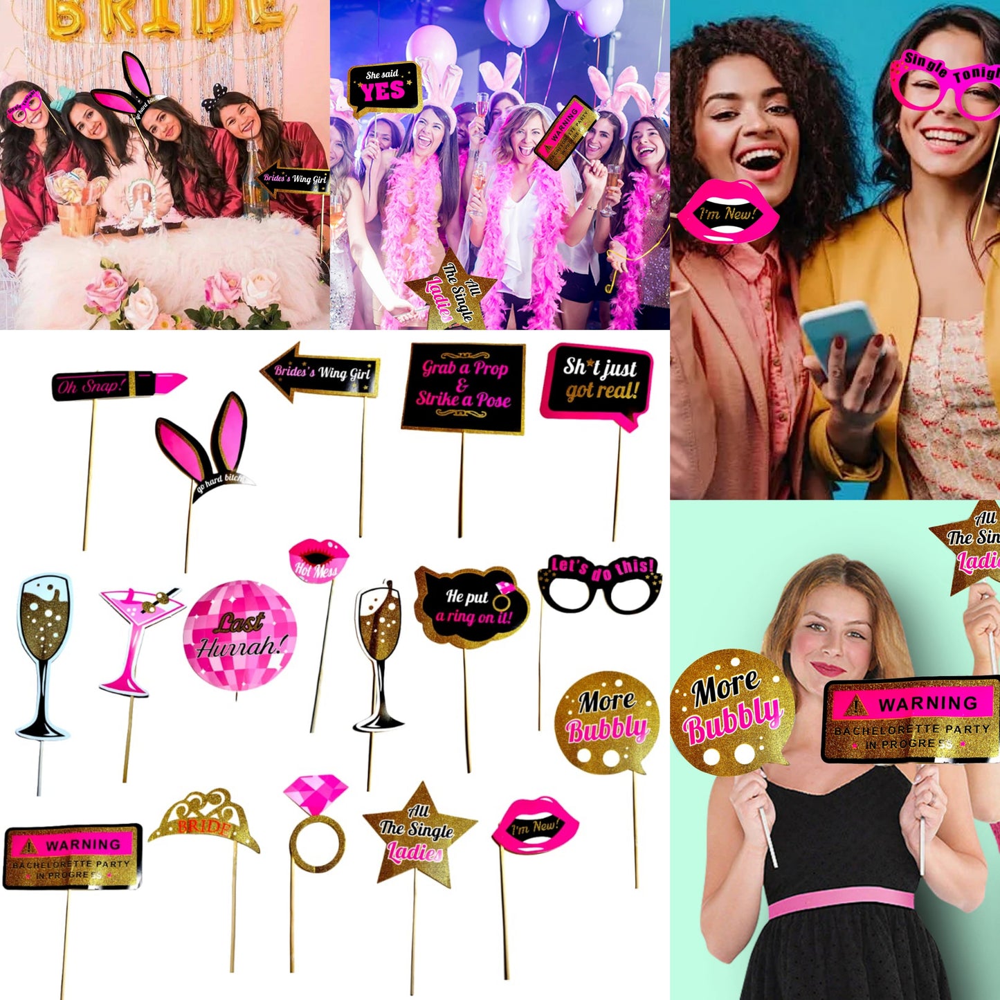 Go Hard Bitch Bachelorette Party Paper Photo Props - 20PC