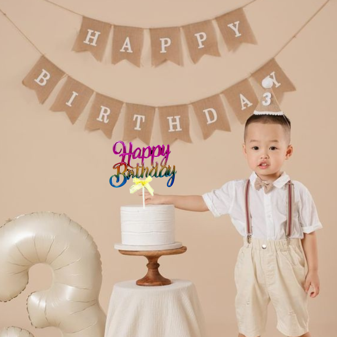 Happy Birthday Rainbow Color Cake Topper - 1PC