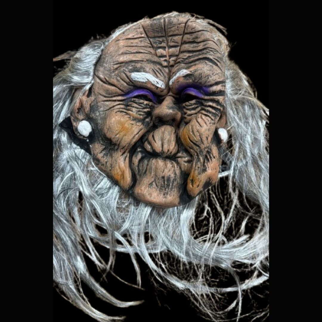 Realistic Old Woman Latex Halloween Mask - 1PC