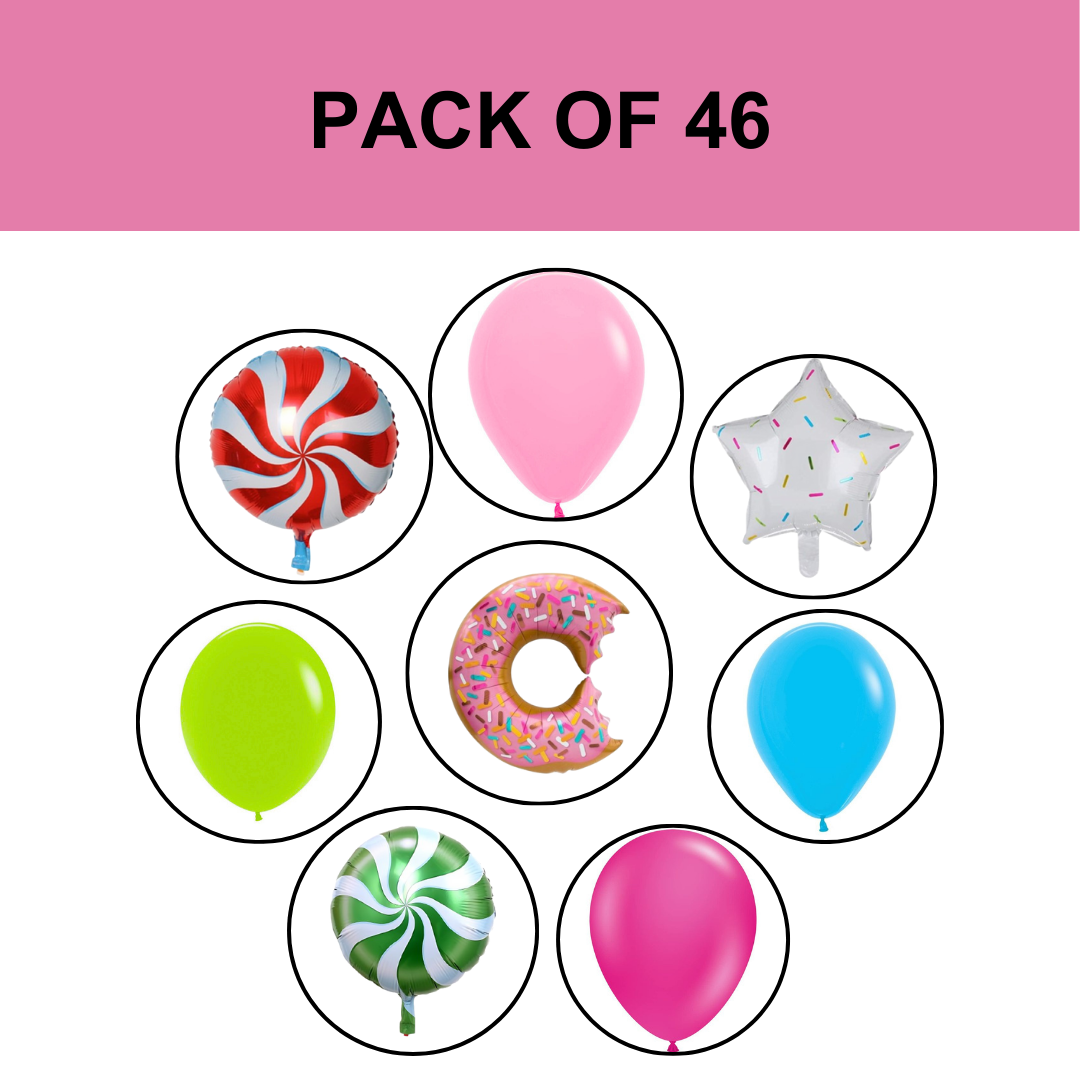 Donut Theme Balloons Decoration Combo - 46 PC