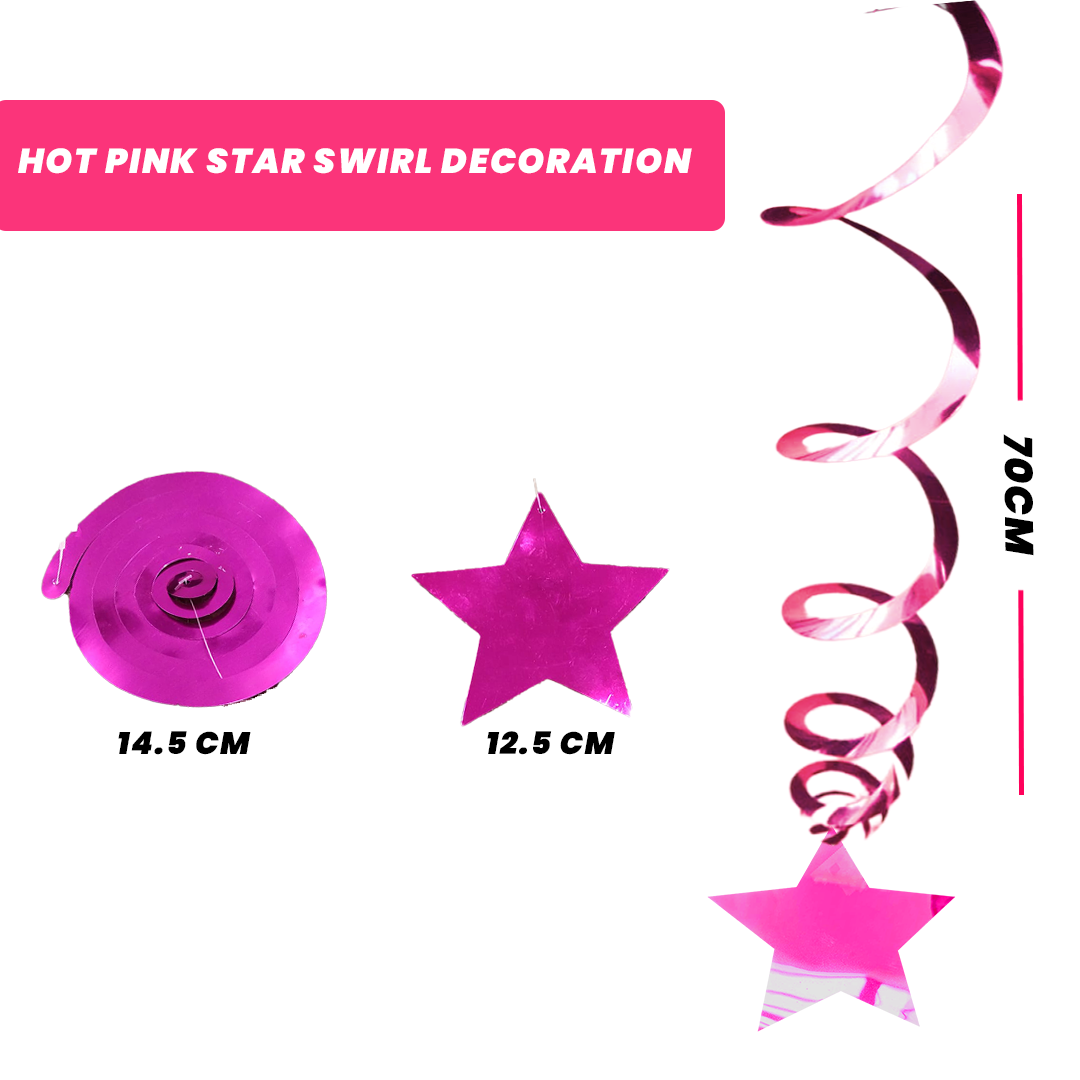 Hot Pink Star Swirl Decoration - 15CT