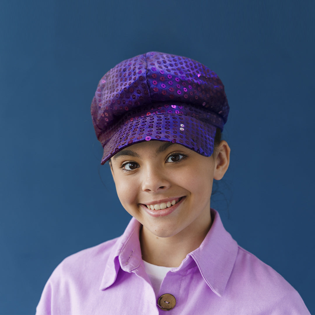 Purple Fedora Cap w/Sequin for Girls - 1PC