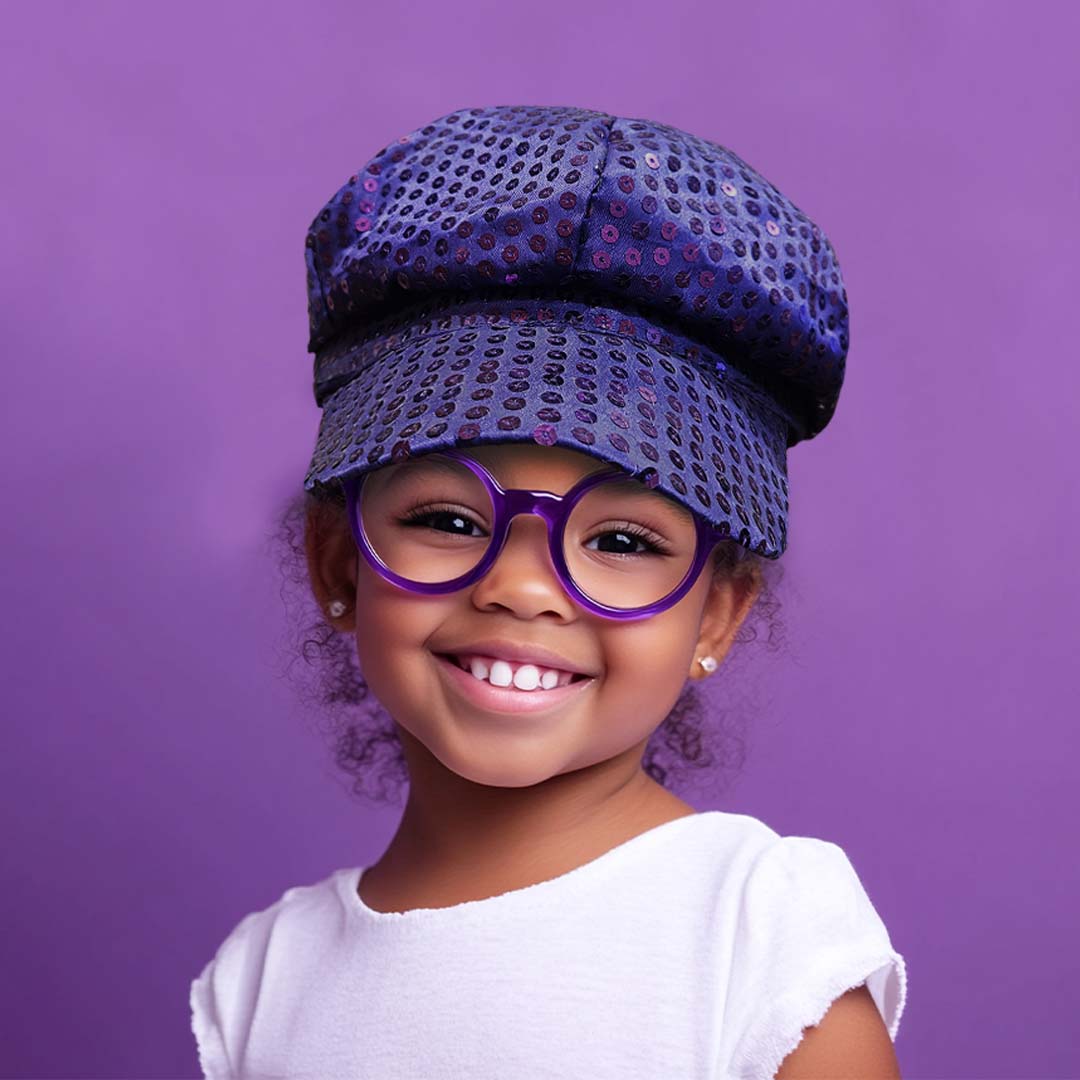 Purple Fedora Cap w/Sequin for Girls - 1PC