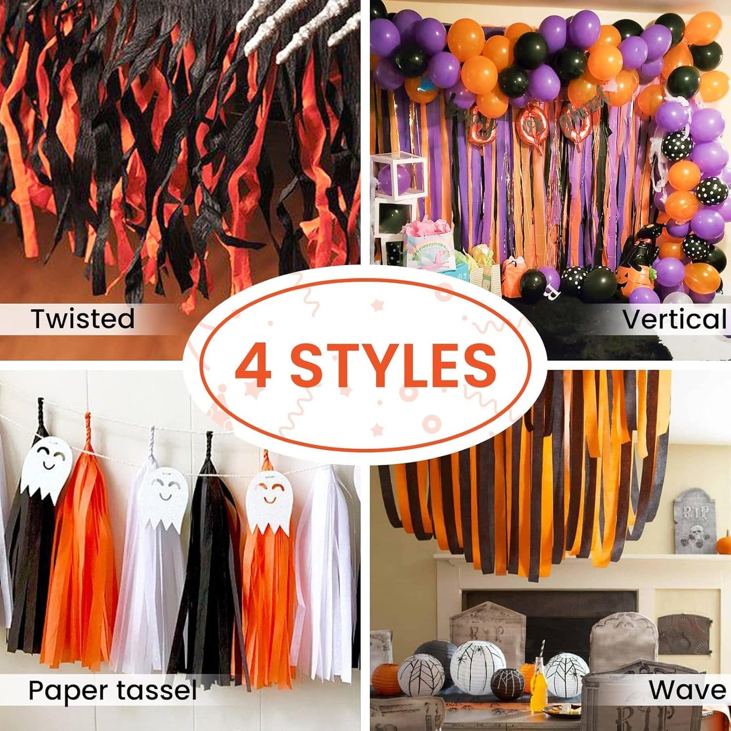 Crepe Streamers Orange - 4PC