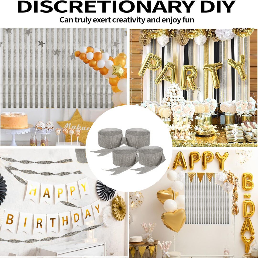 Crepe Streamers Silver - 4PC