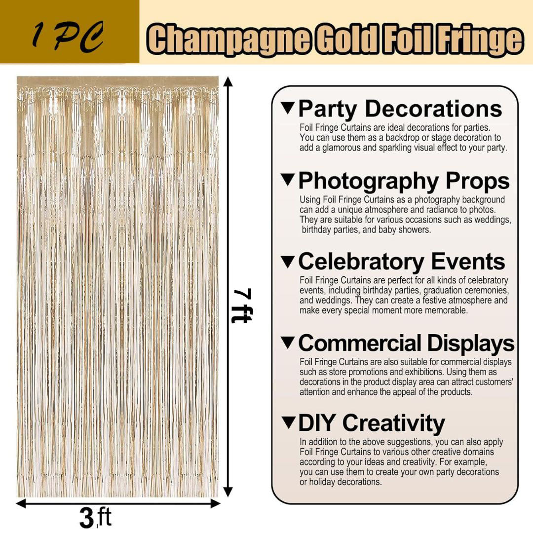 Champagne Gold Matte Gold Foil Curtain - 7FT x 3 FT - 1PC