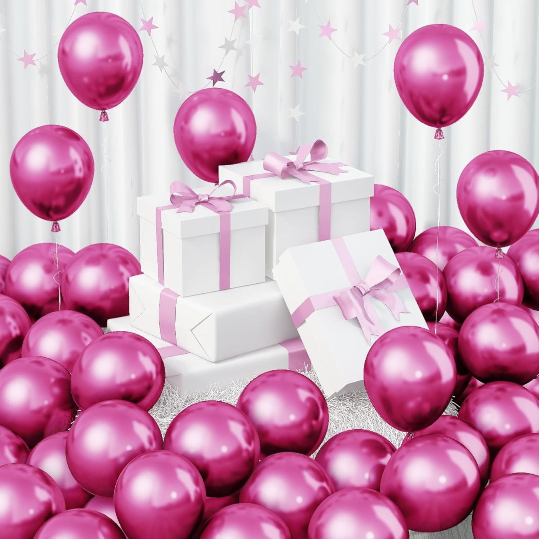 Hot Pink Latex/Rubber Balloons - Helium Quality - 12 inches - 10PC