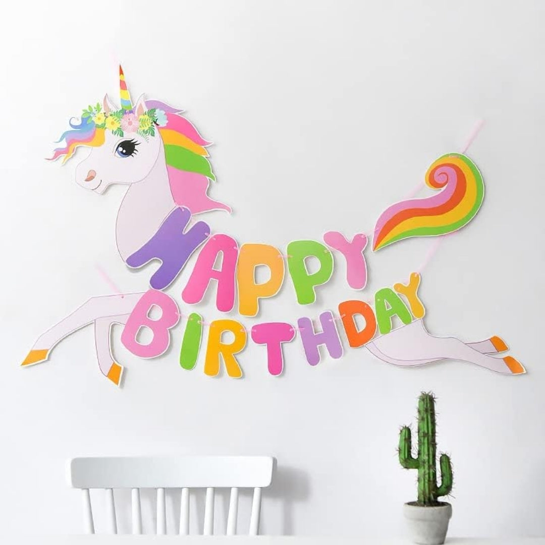 Happy Birthday Unicorn Banner - 1PC