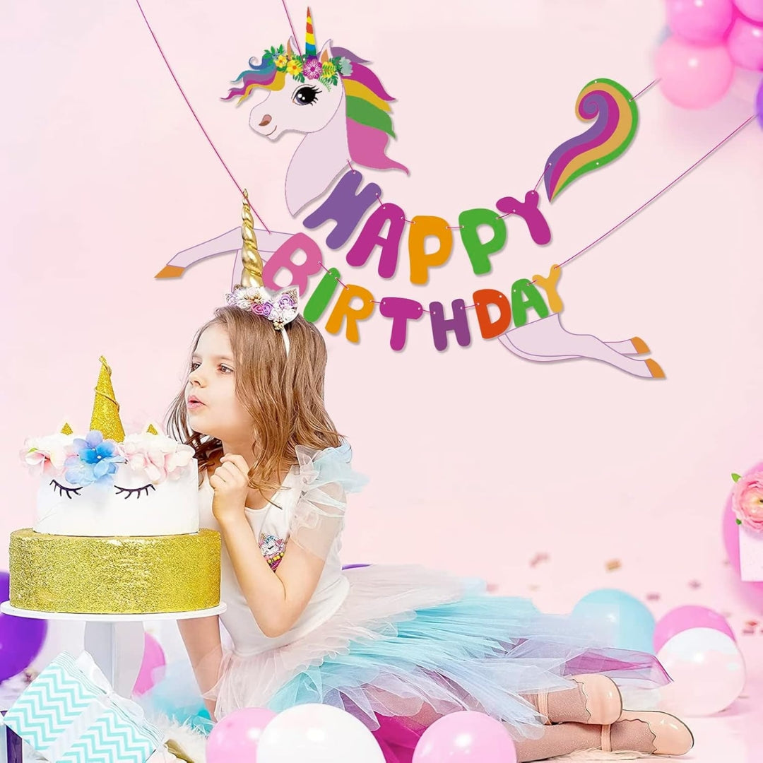 Happy Birthday Unicorn Banner - 1PC