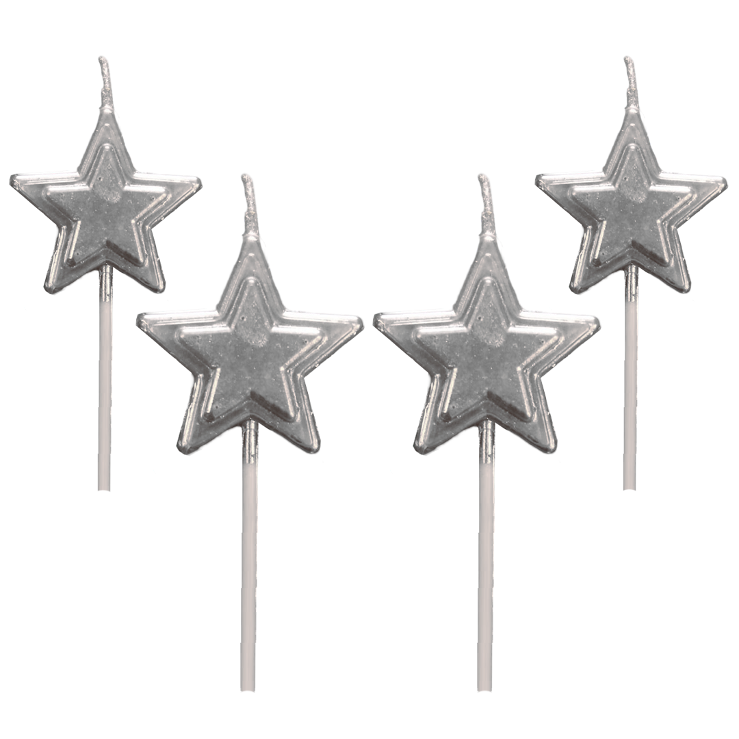 Star Stick Candle Silver - 4PC