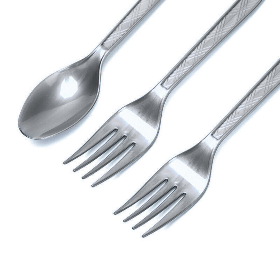 Metallic Silver Dinner or Dessert Spoons / Cake Spoons / Durable - 20PC
