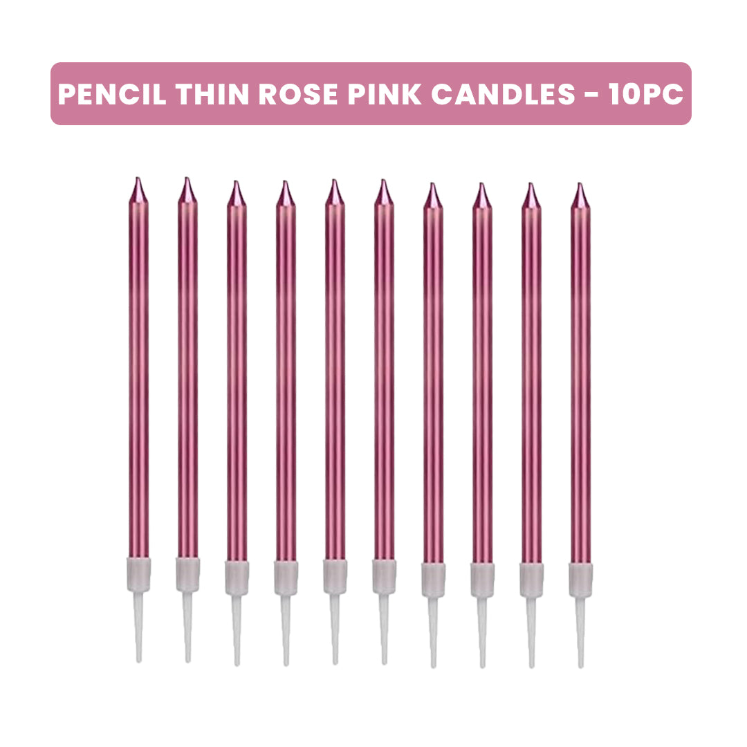 Pencil Thin Rose Pink Candles - 10PC