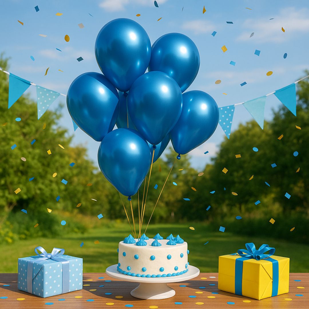 Chrome Blue Premium Latex Balloons 10" - 20PC