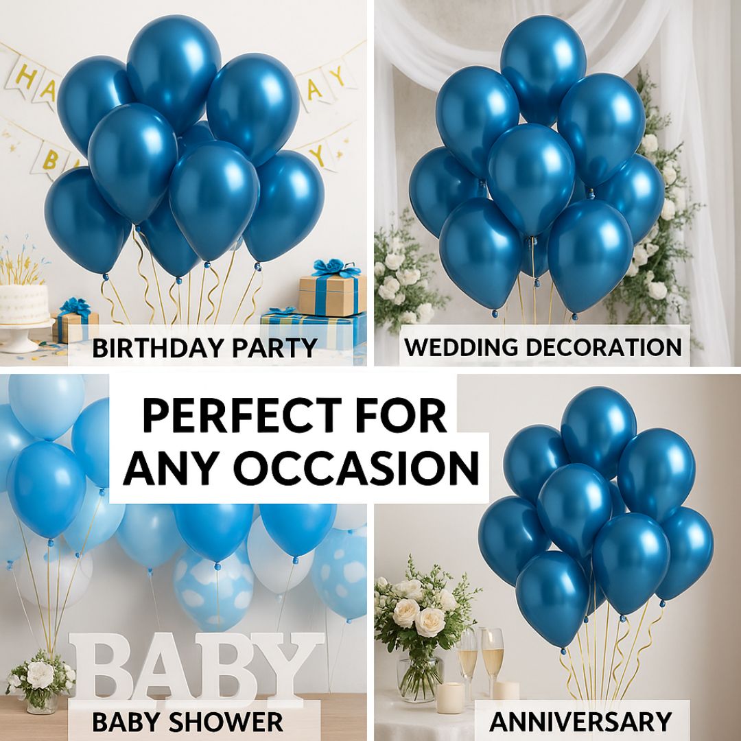 10" Chrome Blue Balloons - 20PC