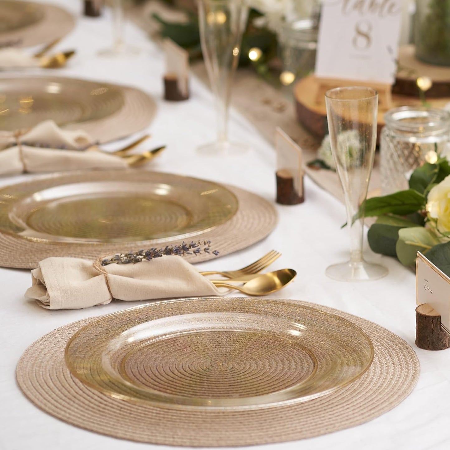 Gold Shimmer Plastic Durable Party Plates - 10 inches - 6PC