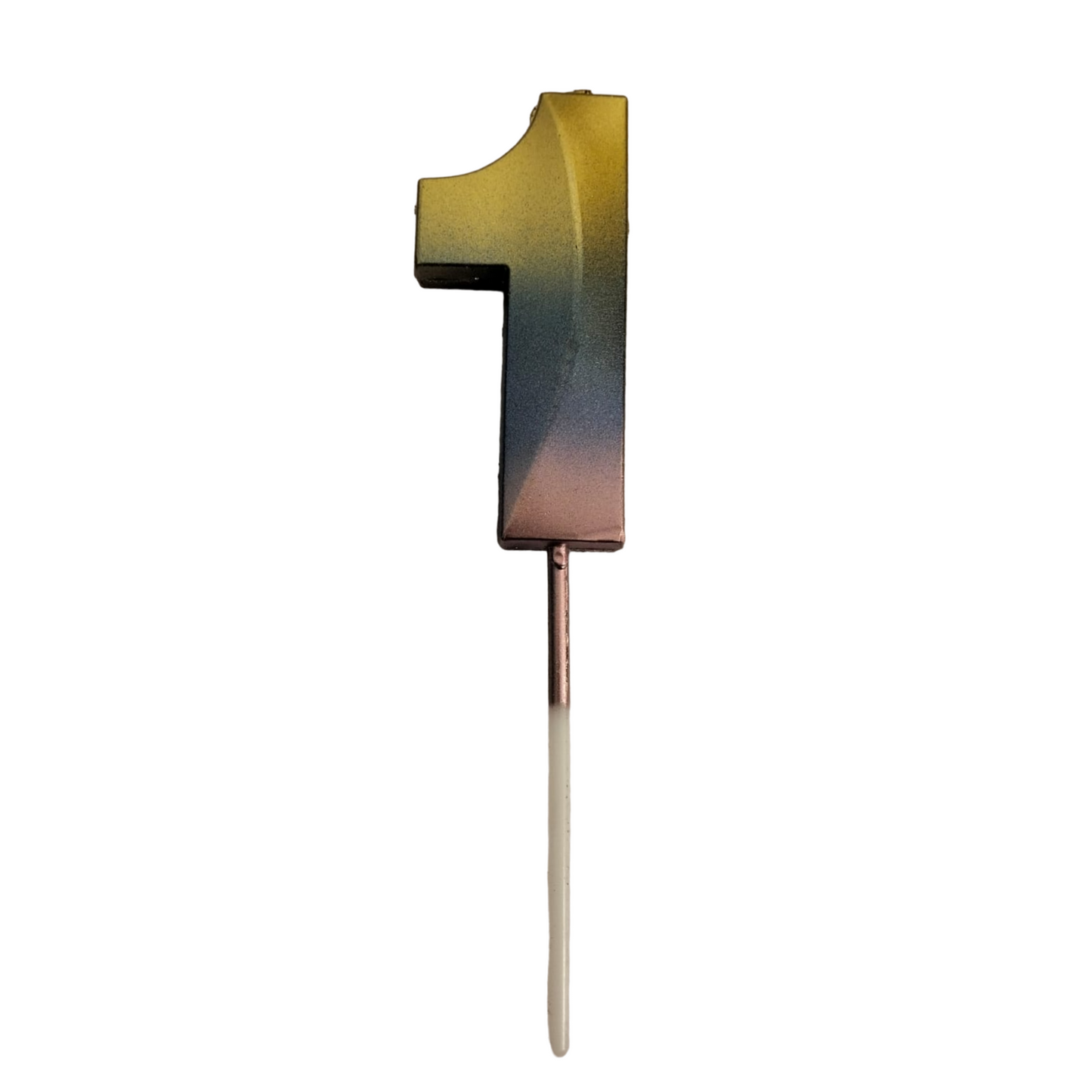 Number 1 Metalic Golden Purple Pink Stick Candle - 1PC