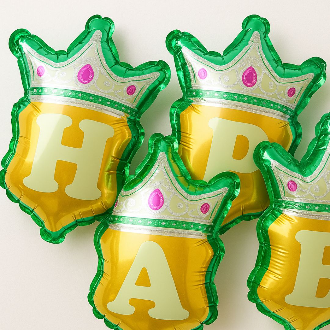 Happy Birthday Blue Crown Hanging Balloon Banner